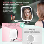 FASCINATE 20X Magnification Rechargeable Travel Makeup Mirror, 7" Lighted Portable Vanity Mirror with 3 Colors Lighting & Stepless Dimming, Double Sided LED Mirror, Gift for Women (Black)