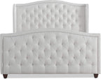 Jennifer Taylor Home Marcella Upholstered Shelter Headboard Bed Set, Queen, Bright White Polyester
