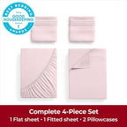 Mellanni Extra Deep King Sheets - 4 PC Iconic Collection Bedding - Hotel Luxury, Ultra Soft, Cooling Bed Sheets - Wrinkle, Fade, Stain Resistant (King, Blush Pink)