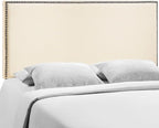 Modway Region Linen Fabric Upholstered Queen Headboard in Ivory with Nailhead Trim
