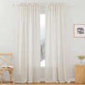 RYB HOME Linen Sheer Curtains 84 inches Long, Semi Sheer Curtains for Living Room Bedroom Privacy Soften Sunlight Drapes for Farmhouse Cafe Dining Room, W 52 x L 84, Linen, 2 Panels