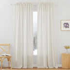 RYB HOME Linen Sheer Curtains 84 inches Long, Semi Sheer Curtains for Living Room Bedroom Privacy Soften Sunlight Drapes for Farmhouse Cafe Dining Room, W 52 x L 84, Linen, 2 Panels