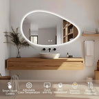 Niccy Irregular LED Bathroom Mirror with Lights, 24"x40" Asymmetrical Backlit-Mirror for Wall Mounted, Bathroom Vanity Mirrors with Memory, Dimmable, 3 Colors, Anti-Fog, IP65 Waterproof