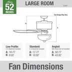 Hunter 52 inch Indoor Ceiling Fan with LED Light - Bronze Ceiling Fan with Pull Chain, For Bedroom or Living Room, Standard Mount, No Remote, 5 Blades, Includes Bulbs- Builder Deluxe 53091, New Bronze