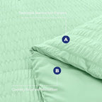 HYMOKEGE Mint Green California King Comforter Set Seersucker 7 Pieces, All Season Luxury Bed in a Bag for Bedroom, Bedding Set with Comforter, Sheets, Pillowcases & Shams