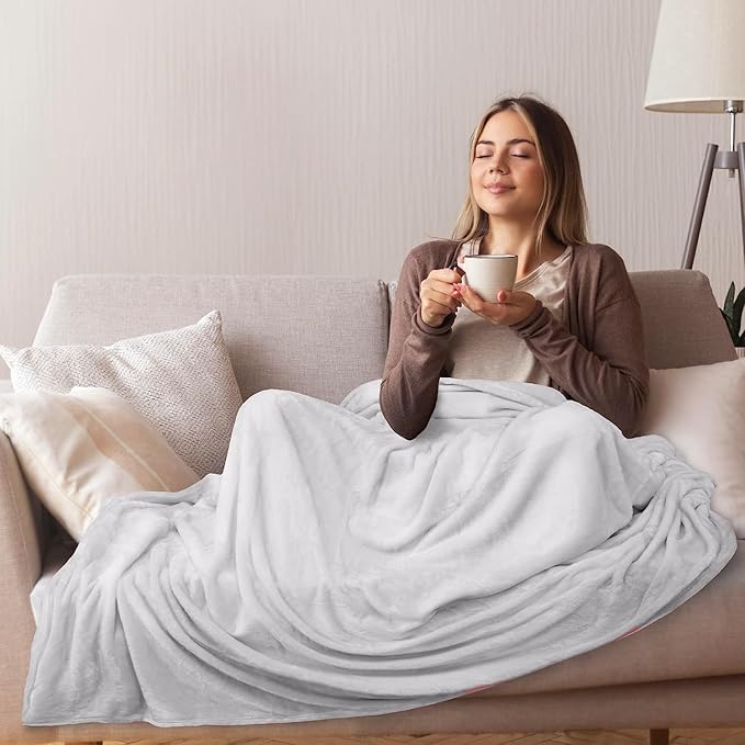 Soft King Size Blanket All Season Warm Fuzzy Microplush Lightweight Thermal Fleece Blankets for Couch Bed Sofa,90x108 Inches,Gray