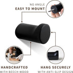 Wooden Black Wall Hooks - Pack of 4 - Wall Mounted Decorative Hook - Modern Wood Pegs for Hanging Hat, Coat, Towel - Purse and Backpack Hanger for Entryway