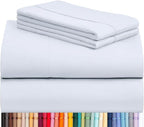 LuxClub 4 PC Sheet Set Bed Sheets Deep Pockets 16" Eco Friendly Wrinkle Free Cooling Machine Washable Hotel Bedding Silky Soft - Baby Blue Full