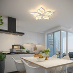 Garwarm Modern Ceiling Light,23.6” Dimmable LED Chandelier Flush Mount Ceiling Lights,Remote Control Acrylic Leaf White Lamp Fixture for Living Room Dining Room Bedroom 60W