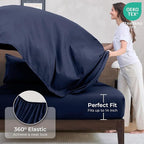HEVUMYI Navy Blue Full Comforter Set - 7-Piece All Season Bed in a Bag Full, Ultra Soft Bedding Set with Comforter, Flat Sheet, Fitted Sheet, Pillowcases, Pillow Shams, Navy Blue