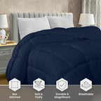 Utopia Bedding Comforter Duvet Insert, Quilted Comforter with Corner Tabs, Box Stitched Down Alternative Comforters Twin Size (Navy)