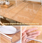 42 x 64 Inch Clear Plastic Dining Table Protector Tablecloth Desk Pad Mat Wooden Furniture Coffee Glass End Bed Sofa Side Bar Dinner Table Cloth Top Protection Countertop Cover Waterproof PVC Vinyl