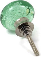 Handmade Bubble Glass Cabinet Knobs - Vintage Decorative, Trendy, Modern Design for Cabinets, Dressers & Furniture - Set of 6 (Green)