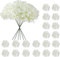 20 Pcs White Hydrangea Artificial Flowers Bulk, Faux Hydrangea Flowers Heads, Artificial Fake Silk Hydrangea Flowers with Stems, White Flowers Artificial for Decoration Wedding Décor