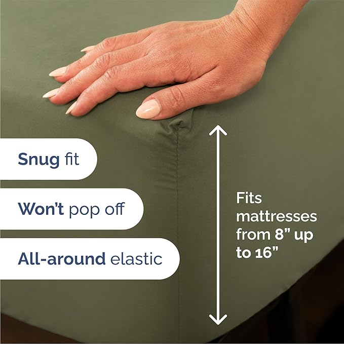 Queen 6 Piece Sheet Set - Comfy Breathable & Cooling - Ultra-Soft Hotel Luxury Bedding Set w/ 8-16 Inch Deep Pockets - 1 Flat & 1 Fitted Sheet & 4 Pillowcases - Wrinkle Free & Easy Care - Sage Green