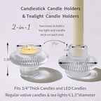 Candle Stick Candle Holder Set of 8, Taper Candle Holders for Wedding Table Centerpiece, Ribbed Glass Votive Candle Holders for Christmas, Romantic Dinner, Festival & Windowsill Decor