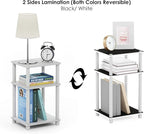 Furinno Just 3-Tier Turn-N-Tube End Table / Side Table / Night Stand / Bedside Table with Plastic Poles, 2-Pack, White/White