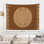 Batmerry Mayan Tapestry, Ancient Aztec Calendar Picnic Mat Beach Towel Wall Art Decoration for Bedroom Living Room Dorm, 51.2 x 59.1 Inches, Latin
