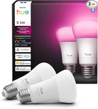 Philips Hue Smart LED A19 Bulb, White & Color Ambiance, E26 Base, 7.2W, Full Spectrum Light 1000K-20000K, 810 Lumens, Dimmable, Works with Alexa, Google,& Apple Home,2pk