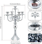 20.3'' Tall 5 Arm Silver Metal Candelabra Centerpiece for Table, Retro Table Centerpieces for Party, Events, Home, Wedding Decor (4)