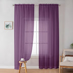 OWENIE Plum Sheer Curtains, Sheer Curtains 84 Inches Long 2 Panels Set, Rod Pocket Voile Fimly Sheer Drapes for Living Room Bedroom, 2pcs, Plum, Each 42" W x 84" L