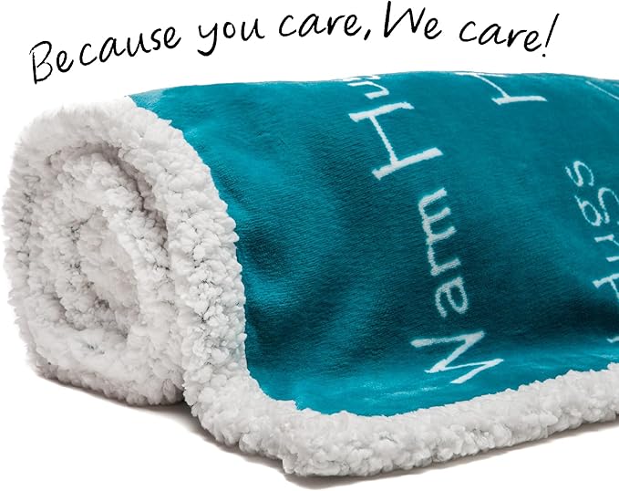 Chanasya Healing Warm Hugs Gift Throw Blanket - Sympathy Gift Cancer Chemo Survivor Get Well Caring Gifts - Comfort Gift Blanket for Love Support Strength - Women Men Friend Grandma - Teal