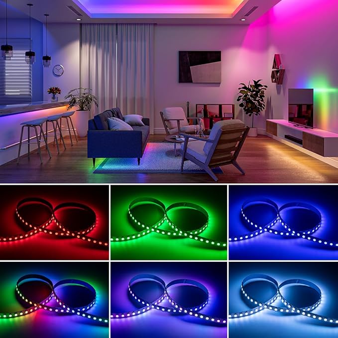 BTF-LIGHTING WS2812B RGB ECO LED Strip, Chasing Effects 5050SMD Individually Addressable 16.4FT 60Pixels/m 300Pixels Flexible Dream Color IP67 for Bedroom DIY Projects DC5V(No Adapter or Controller)