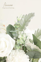 Floroom Artificial Greenery Stems Box Set, 97pcs with 6 Kinds of Faux Greenery Flowers Picks for DIY Bridal Bouquets Wedding Floral Arrangement Table Centerpieces, Sage Green & White