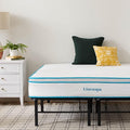 Linenspa 10” Memory Foam and Innerspring Hybrid Mattress + 14” Black Metal Platform Bed – Twin XL Mattress + Metal Folding Twin XL Bedframe