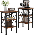 VECELO Modern Nightstands X-Design Side End Table Night Stand with Storage Shelf for Bedroom,Living Room,