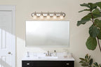 Kichler 36" 5-Light Vanity Bath Light in Brushed Nickel, Modern Bathroom Light with Clear Satin Etched Glass, (36" W x 8" H), 5339NIS