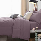 CozyLux King Size Comforter Set Dusty Purple - 7 Pieces Bed in a Bag King, Soft Bed Set for All Seasons, Bedding Set with Down Alternative Comforter, Sheets, Pillowcases & Shams, Grayish Purple
