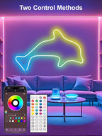 RIYO Neon Rope Lights, 20Ft RGB LED Strip Lights - App & Remote Control, Music Sync, IP67 Waterproof, Flexible Cuttable Neon Lights for Bedroom, Gaming, Party, Outdoor Decor, Multiple Modes