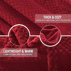 Exclusivo Mezcla Fleece Bed Blanket Twin Size, Super Soft and Warm Blankets for Couch, Sofa and Bed Waffle Textured, Cozy, Fuzzy and Lightweight (Deep Red, 90x66 Inches)