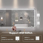 88"X38" LED Bathroom Mirror with Front Lights and Backlit, Anti-Fog, Dimmable, Shatter-Proof Tempered Glass, Lighted Bathroom Vanity Mirror for Wall with 3 Colors, Memory Function