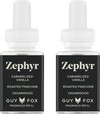 Pura & Guy Fox Home Scent Refill - Smart Air Diffuser - Up to 120-Hours of Luxury Fragrance per Refill - Essential - Clean & Safe Diffuser Fragrance - 2 Pack, Zephyr