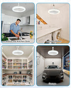 Socket Fan Light with Remote Control, 3 Colors 3000K-6500K Dimmable LED Light Bulb Fan Screw in Ceiling Fan for Bedroom, Kitchen, Storage Room, Closet, Wireless Small Ceiling Fans with Lights - White