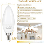 comzler Type B Small Light Bulb, Candelabra LED Light Bulb E12 Small Base 4000K Neutral White - 60watt Equivalent,600LM,Non-Dimmable Candelabra Bulbs, Pack of 6, Non-Dimmable