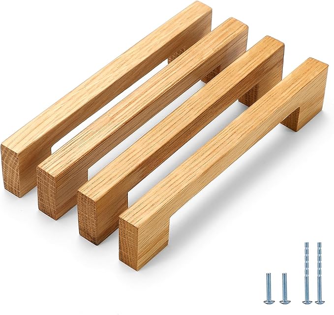 Burlywood Square 7-1/2in 4 pcs Wooden Drawer Pulls Handle pulls for cabinets Kitchen Cabinet Drawer pulls Cabinet Door Pull