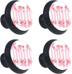 Pink Ribbon Bows on Striped White Pink Background Kitchen Cabinet Knobs, Decorative Dresser Knobs with Screws Pulls Handles Hardware Drawer Knobs for Home Furniture, 4 Pack