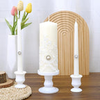 White Unity Candle Holder - Glass Candle Holders for Pillar Candles Taper Candles, Glass Candlestick Holders Set of 3, Decorative Clear Glass Candlestick Holder for Wedding Church Centerpiece