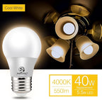 ENERGETIC SMARTER LIGHTING LED Refrigerator Bulb 40 Watt Equivalent, 4000K Cool White, Dimmable A15 Ceiling Fan Light Bulbs, E26 Base, UL Listed, 6 Pack
