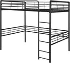 DHP Full Metal Loft Bed with Ladder, Space-Saving Design, Black, Full