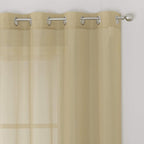 KEQIAOSUOCAI Tan Sheer Voile Window Treatment Grommet Top Curtain Panels for Bedroom and Living Room (54 x 63 inches Long, Set of 2)