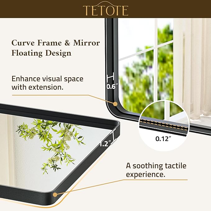 TETOTE Black Bathroom Mirror 24 x 32 Matte Black Metal Framed Vanity Mirror, Tempered Glass, Wall Mounted for Bathroom, Entryway, Bedroom, Living Room(Horizontal/Vertical)