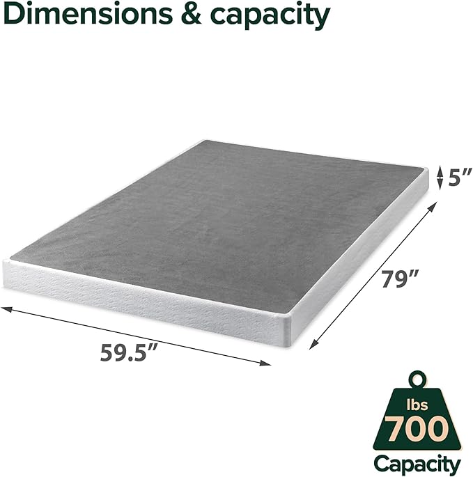 ZINUS 5 Inch Metal Smart Box Spring, Mattress Foundation, Strong Metal Frame, Easy Assembly, Queen