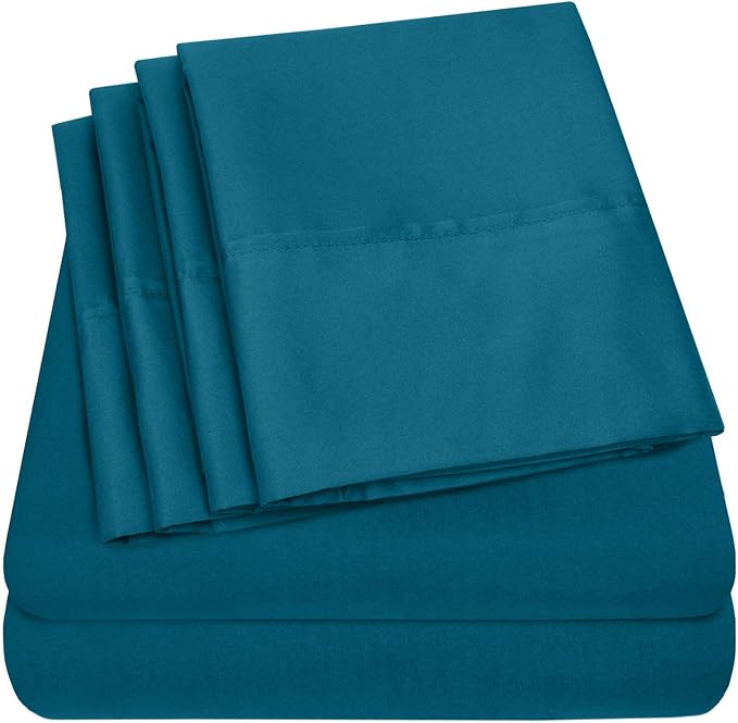 Twin Size Bed Sheets - 4 Piece 1500 Supreme Collection Fine Brushed Microfiber Deep Pocket Twin Sheet Set Bedding - 1 EXTRA PILLOW CASES, GREAT VALUE, Twin, Teal