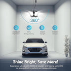 TANBABY Upgrade 250W LED Garage Lights Plug in 2 Pack, Total 50000LM Deformable Lights Ceiling LED Plug in Cord, Plug in Shop Light for Garage Lighting with 8+1 Panels Garages Bulb for Basement