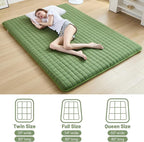 Japanese Floor Mattress Twin, Anti-Slip Japanese Futon Foldable Tatami Mat for Guests, Green