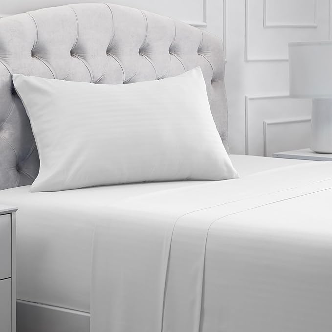 Mellanni Twin Sheets Set - 3 PC Iconic Collection Bedding - Hotel Luxury, Extra Soft, Cooling Bed Sheets - Wrinkle, Fade, Stain Resistant (Twin, Striped White)